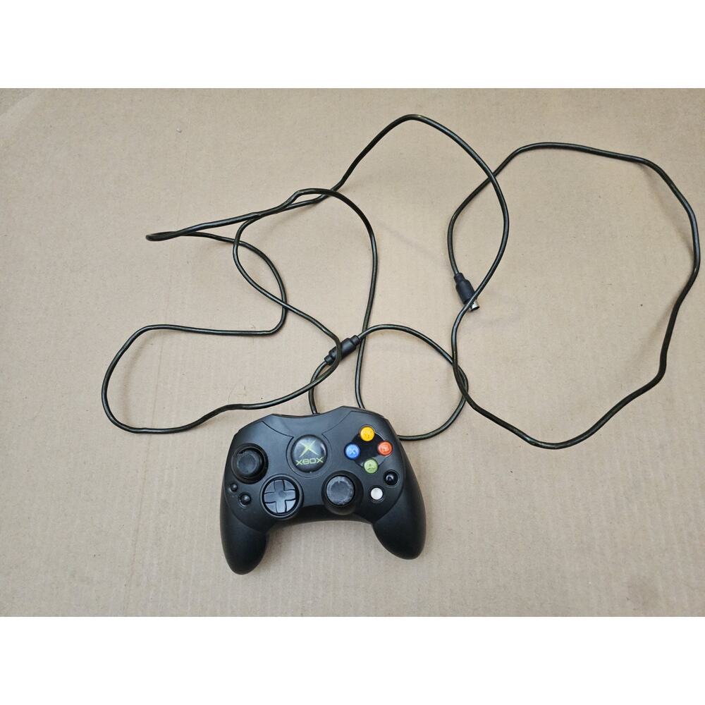 Original Xbox OEM S Type Black Controller - For Parts or Repair